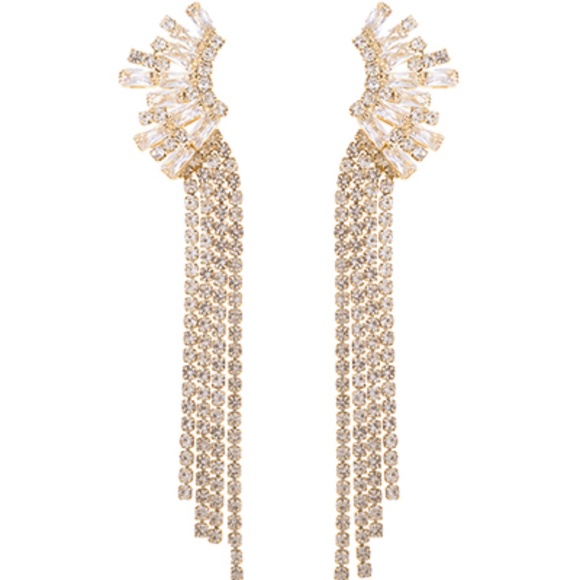 CZ Half Starburst Tassel Earrings - Picture 1 of 1